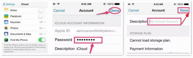 удалил учетную запись icloud с настройками