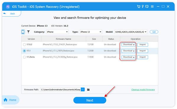 Загрузите прошивку для исправления 4Easysoft