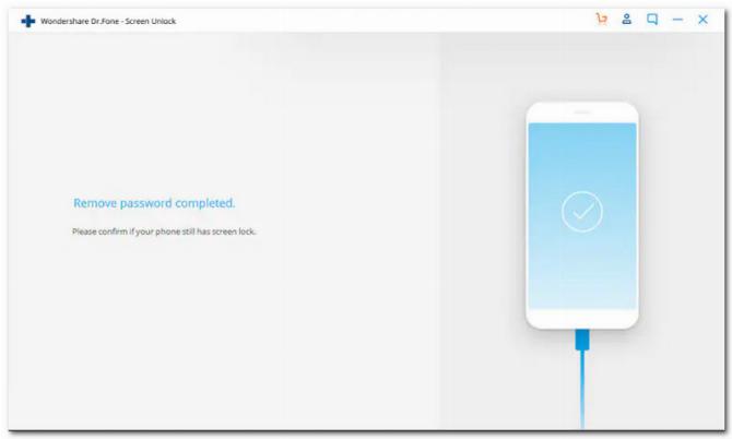Dr.Fone Удаление пароля завершено