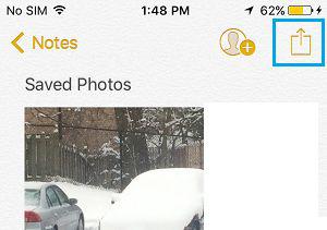 поделиться значком на заметку с сохраненными фотографиями iphone